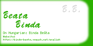 beata binda business card